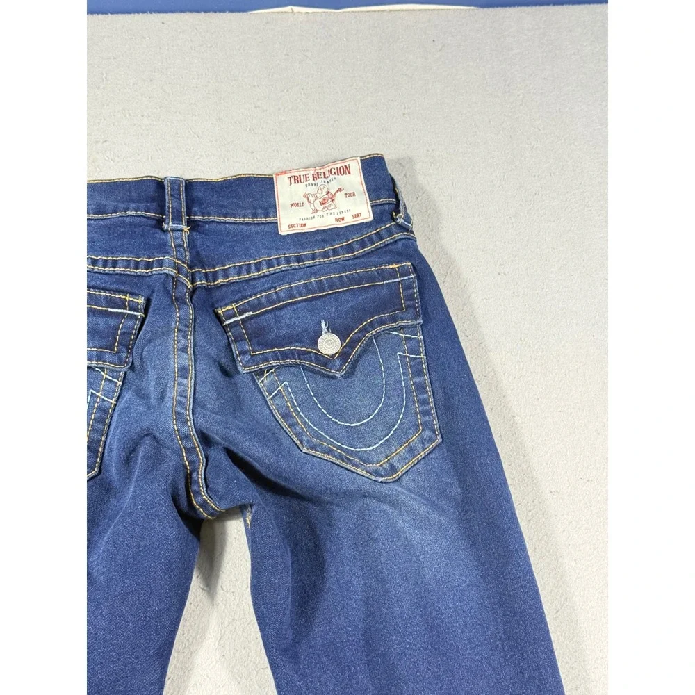 True Religion Ricky Relaxed Straight Jeans Dark Wash Gold Stitch Mens 30x32.5